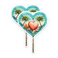 (2 Pack) Tropical Heart Magnets - Island Palm Tree Beach Decor - Romantic Summer Vacation Kitchen Locker Accent - 5 Inches On Longest Side - Thick Durable Magnet - Made in USA - MAG19627
