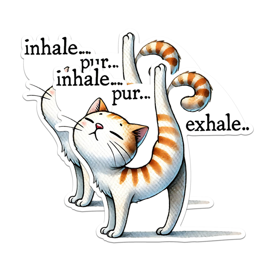 (2 Packs) Inhale Pur Exhale Funny Cat Doing Yoga Magnets - Cat Mediating Yogi Magnets - 5 Inches On Longest Side - Premium Magnet - for Fridges, Toolboxes, Cars - Made in USA - MAG2432