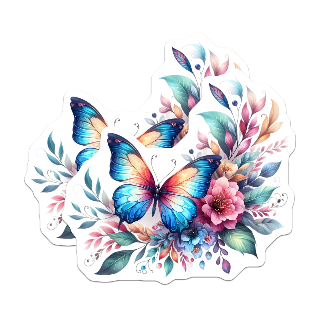 (2 Pack) Vibrant Butterfly Magnets - Ethereal Floral Decor - Nature Inspired Art Aesthetic - 5 Inches On Longest Side - Thick Durable Magnet - Made in USA - MAG37508
