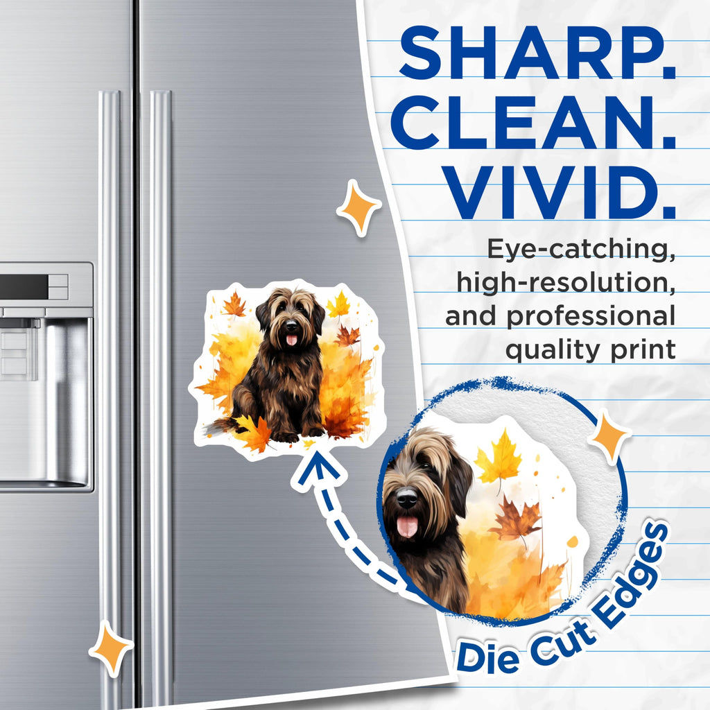 (2 Pack) Autumn Dog Magnets - Fall Leaves Pet Lover Decor - Cozy Seasonal Accent for Fridge Locker - 5 Inches On Longest Side - Thick Durable Magnet - Made in USA - MAG27380