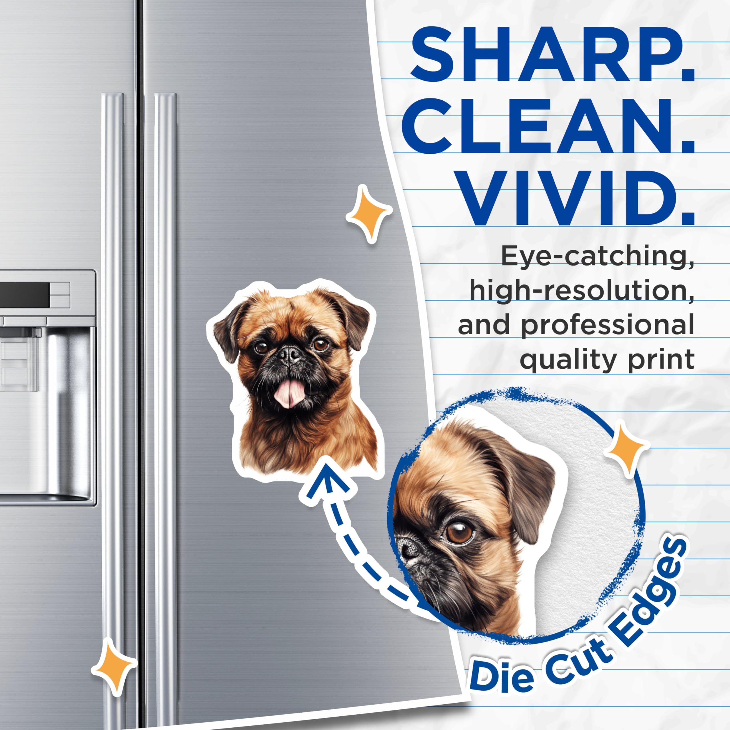 (2 Pack) Brussels Griffon Magnets - Dog Lover Decor - Pet Parent Refrigerator Art - 5 Inches On Longest Side - Thick Durable Magnet - Made in USA - MAG28641