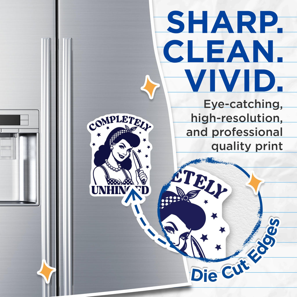 (2 Pack) Unhinged Woman Magnets - Retro Humor - Sarcastic Fridge Decorations - 5" On Longest Side - Premium Magnet - for Cars, Refrigerators, Toolboxes, Lockers - Made in USA - MAG14058