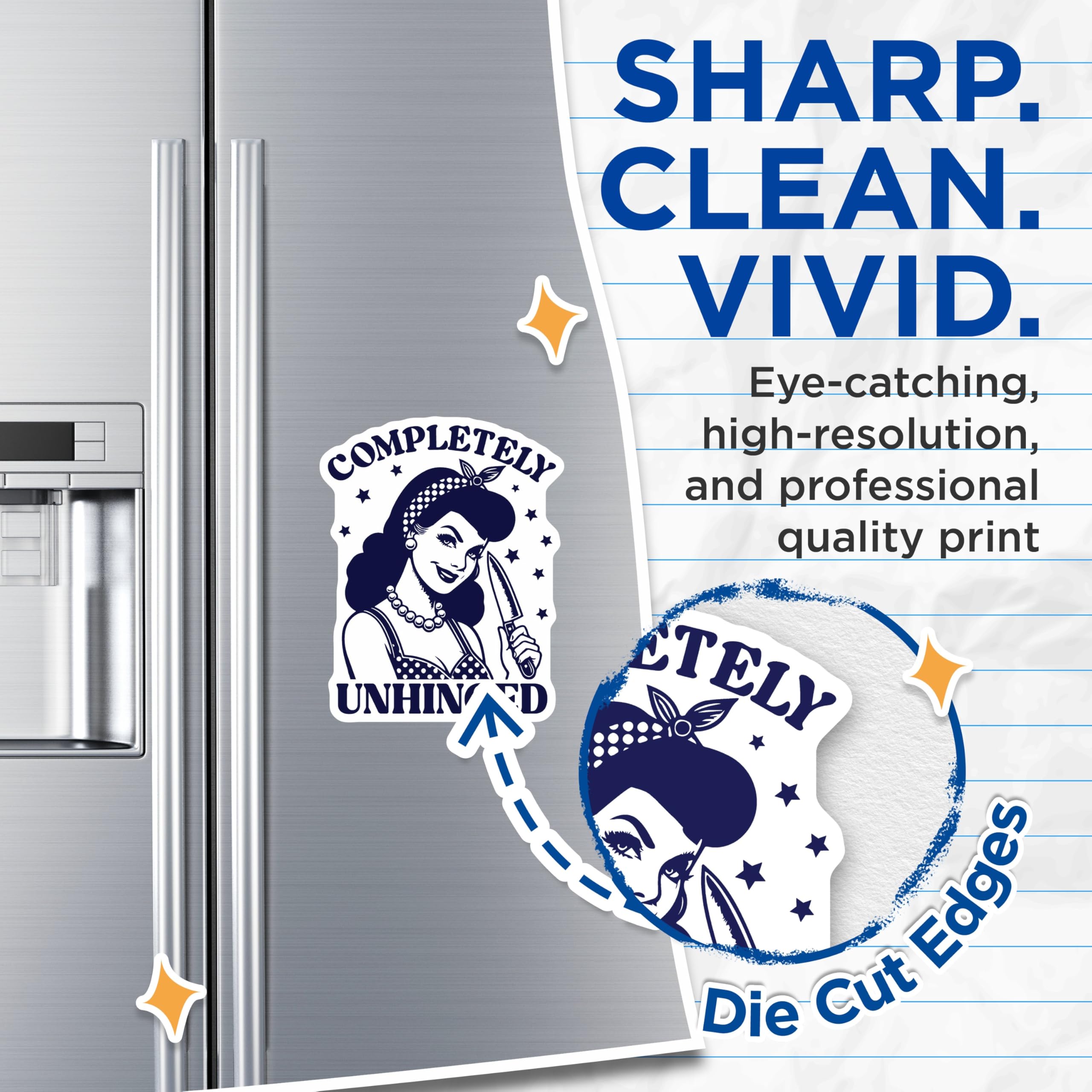 (2 Pack) Unhinged Woman Magnets - Retro Humor - Sarcastic Fridge Decorations - 5" On Longest Side - Premium Magnet - for Cars, Refrigerators, Toolboxes, Lockers - Made in USA - MAG14058