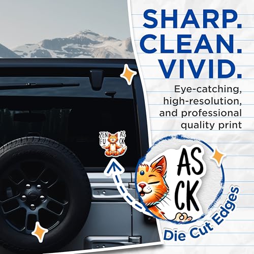 (2 Packs) Zen As F*** Stickers - Funny Sarcastic Humor Cat Lover Mom Meditating Decals - 5 Inches On Longest Side - Premium Vinyl Decal - Sticks to Any Smooth Flat Surface - Made in USA - BMCS2425