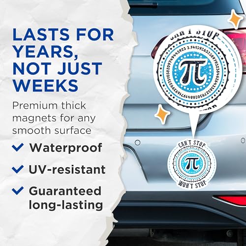 (2 Pack) Pi Day Magnets - Math Lover Decor - Teacher Gift - Geeky Pi Symbol - 5" On Longest Side - for Cars, Fridges, Toolboxes - Made in USA - MAG8173