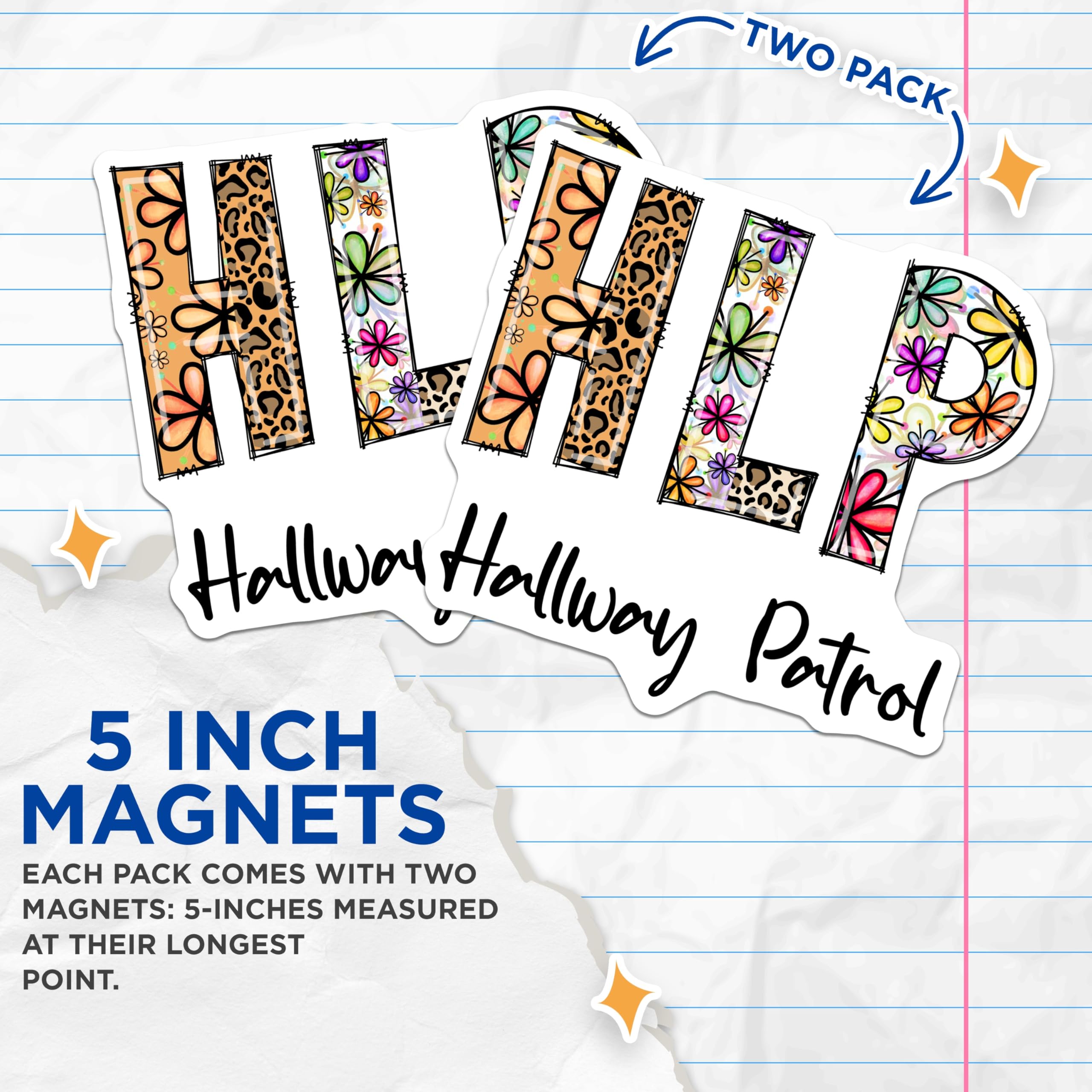 (2 Pack) Hallway Patrol Magnets - Teacher Magnets - School Decor Magnets - 5" On Longest Side - Premium Magnet - for Cars, Refrigerators, Toolboxes, Lockers - Made in USA - MAG15835