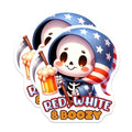 (2 Pack) Red White and Boozy Stickers - Skeleton Beer - Fun Patriotic - 5" On Longest Side - Sticks to Smooth Flat Surfaces - Made in USA - BMCS7908