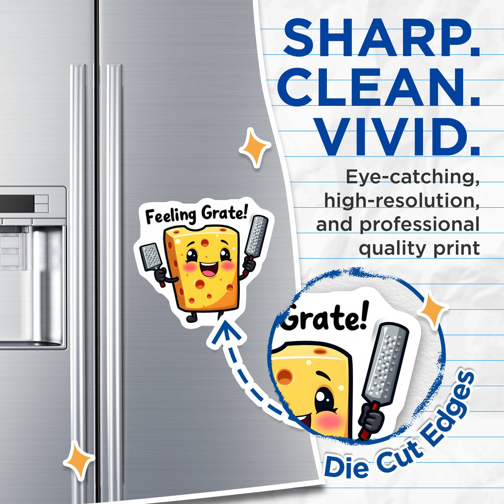 (2 Pack) Feeling Grate Cheese Pun Magnets - Funny Kitchen Refrigerator Decor - Cute Foodie Humor Accessory - 5 Inches On Longest Side - Thick Durable Magnet - Made in USA - MAG37178