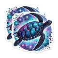 (2 Pack) Sea Turtle Stickers - Galaxy Turtle Decal - Space Themed Animal Stickers - 5" On Longest Side - Sticks to Smooth Flat Surfaces - Made in USA - BMCS4501