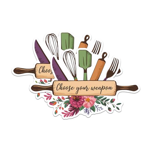 (2 Pack) Choose Your Weapon Stickers - Kitchen Utensil - Chef Cooking - Food Lover - 5" On Longest Side - Sticks to Any Smooth Flat Surface - Made in USA - BMCS2875