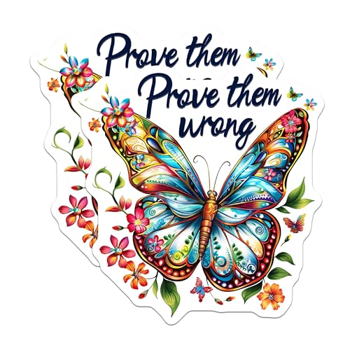 (2 Pack) Inspirational Butterfly Stickers - Motivational Quote Stickers - Colorful Floral Artwork Stickers - 5" On Longest Side - Sticks to Smooth Flat Surfaces - Made in USA - BMCS4326