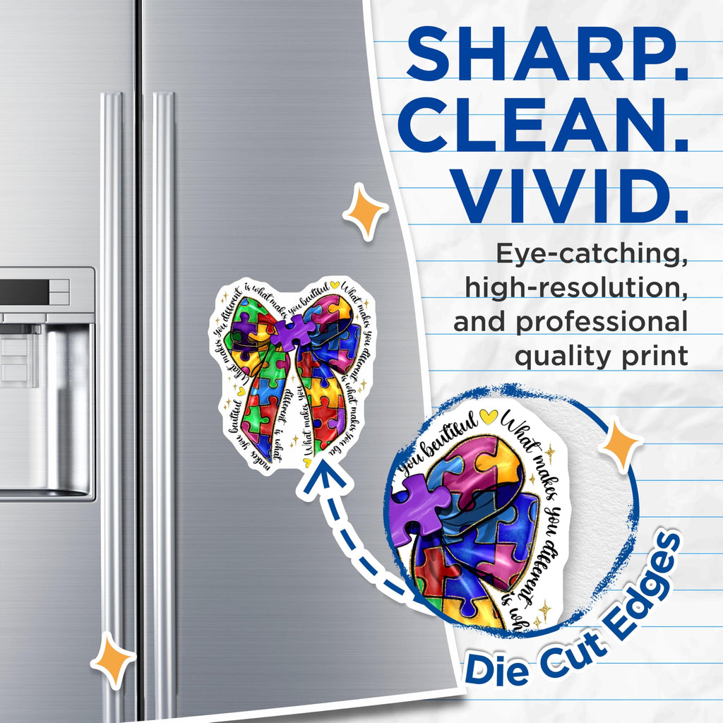 (2 Pack) Autism Awareness Magnets - Neurodiversity Acceptance - Inspirational Quote Decor - Special Ed Teacher Support - 5 Inches On Longest Side - Thick Durable Magnet - Made in USA - MAG30713