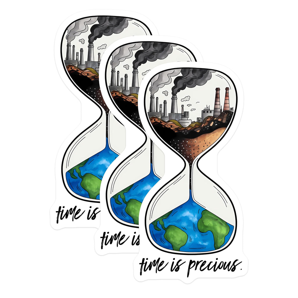 (3 Pack) Hourglass Earth Decals - Global Warming Awareness - Time is Precious Decal - 3 Inches On Longest Side - Easy Peel & Apply - Made in USA - 3MCS6456