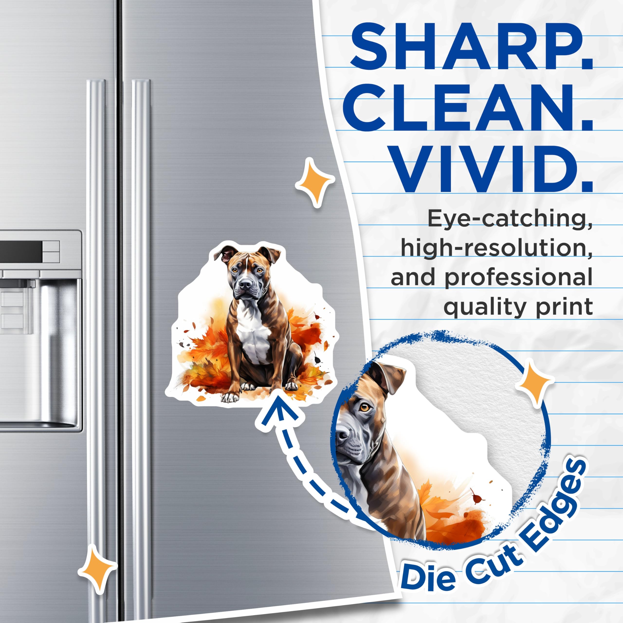 (2 Pack) Pitbull Dog Magnets - Autumn Leaves Design - Dog Lover Collectible - 5 Inches On Longest Side - Thick Durable Magnet - Made in USA - MAG30359