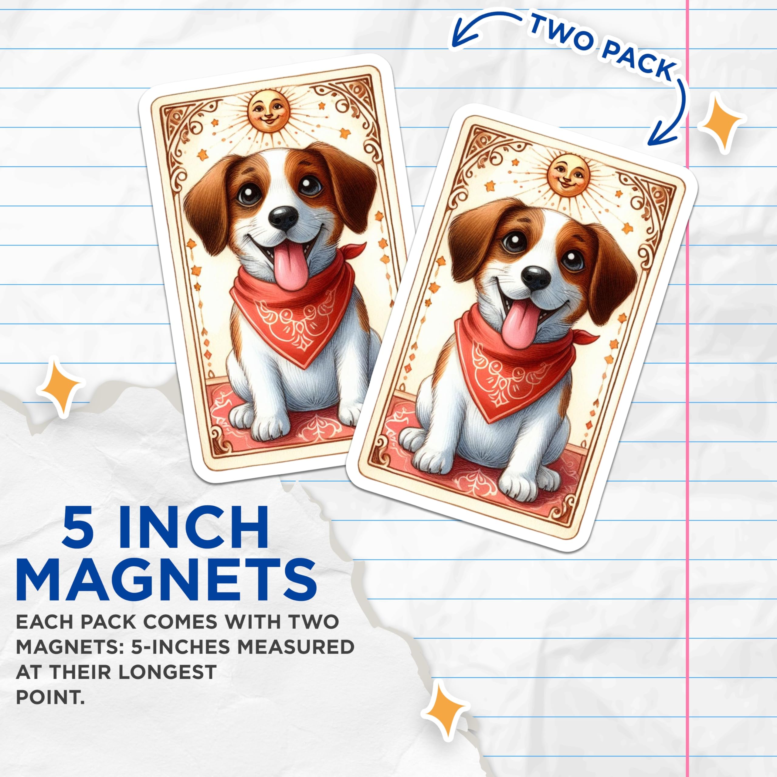 (2 Pack) Happy Puppy Dog Magnets - Whimsical Smiling Pet Art - Jack Russell Terrier Fridge Locker Decor Collectible - 5 Inches On Longest Side - Thick Durable Magnet - Made in USA - MAG23200