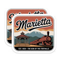 (2 Pack) Marietta Georgia Magnets - Hometown Pride Decor - Retro Travel Souvenir - 5" On Longest Side - Premium Magnet - for Cars, Refrigerators, Toolboxes, Lockers - Made in USA - MAG18998