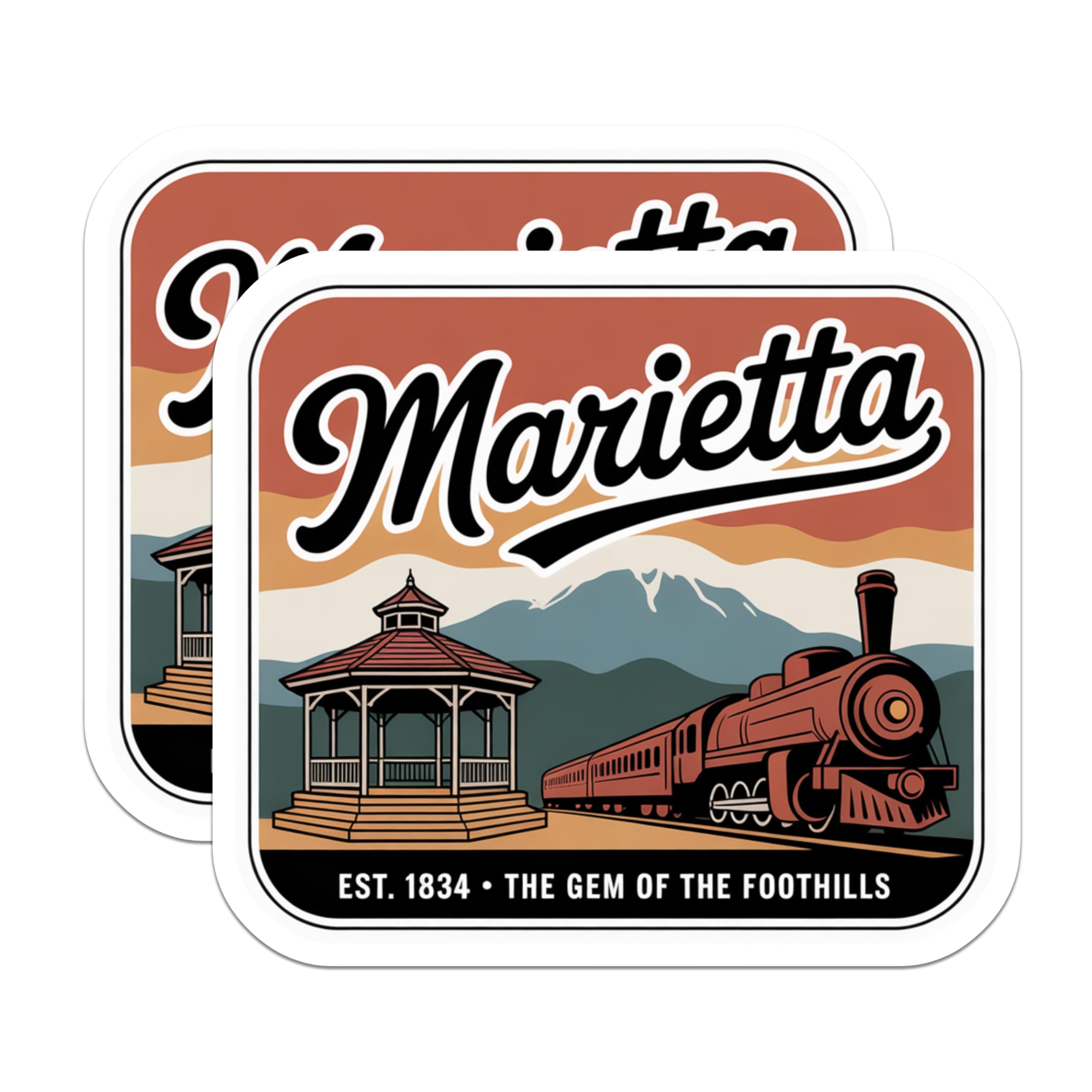 (2 Pack) Marietta Georgia Magnets - Hometown Pride Decor - Retro Travel Souvenir - 5" On Longest Side - Premium Magnet - for Cars, Refrigerators, Toolboxes, Lockers - Made in USA - MAG18998