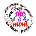 (2 Pack) She is Mom Sticker - Loved Strong Inspirational Sticker - Beautiful Worthy Important Decal - 5" On Longest Side - Sticks to Smooth Flat Surfaces - Made in USA - BMCS5303