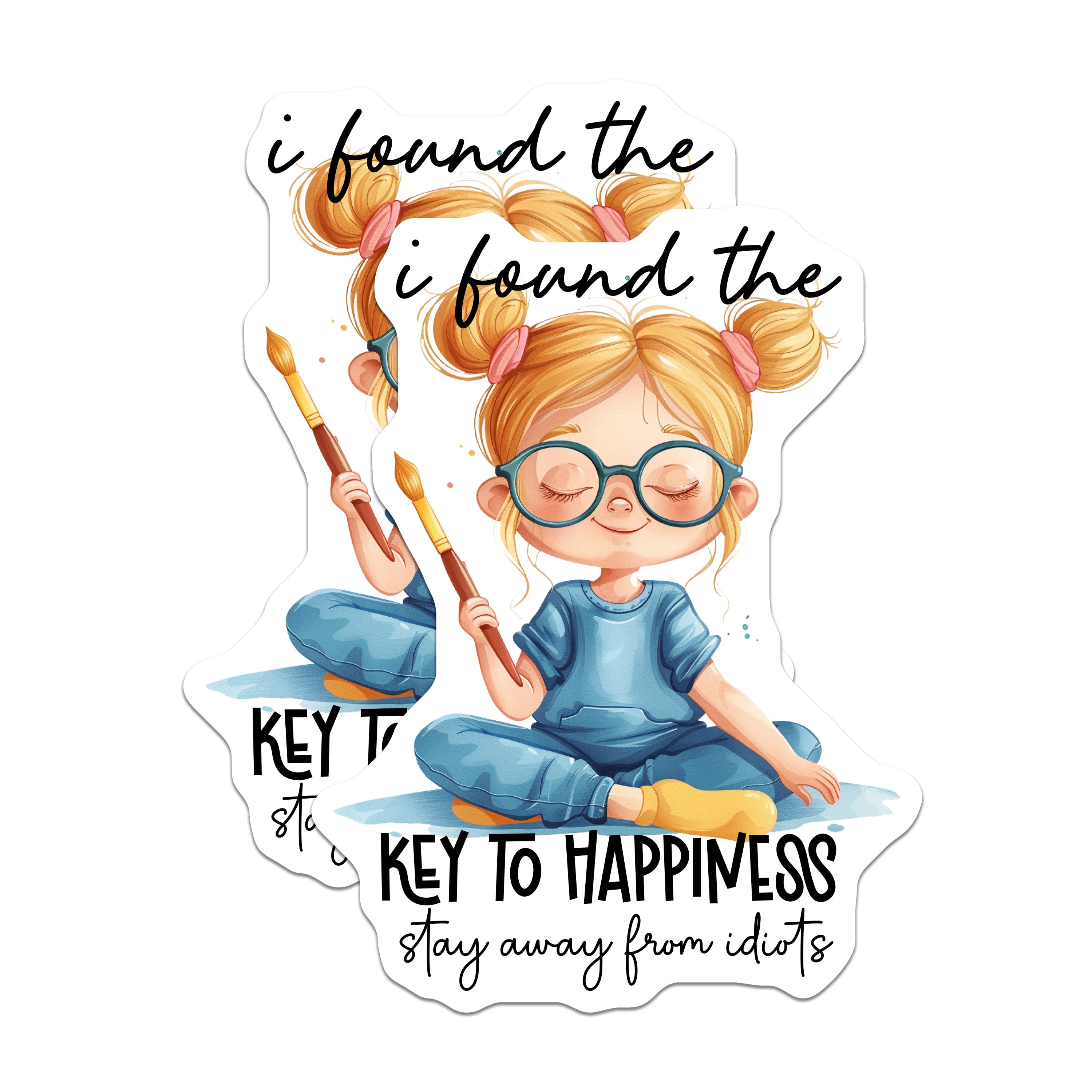 (2 Pack) Happiness Quote Magnets - Sarcastic Humor Artist Fridge Decor - Funny Introvert Painter Girl Witty Saying Magnets - 5" - Durable Magnet - Made in USA - MAG38287