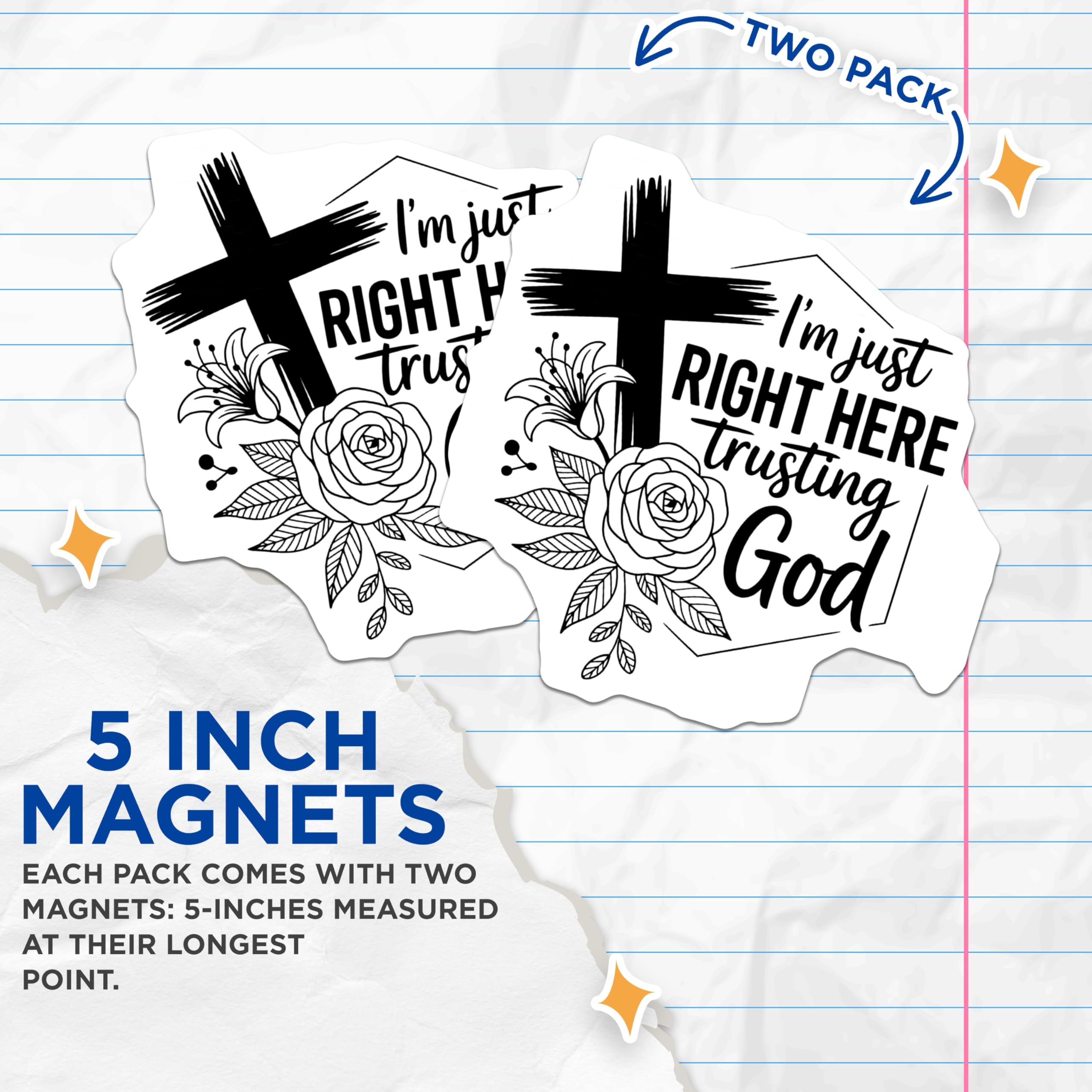 (2 Pack) Christian Quote Magnets - Trusting God Decor - Religious Scripture Magnet Set - 5" On Longest Side - Premium Magnet - for Cars, Refrigerators, Toolboxes, Lockers - Made in USA - MAG16234