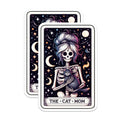 (2 Pack) Gothic Cat Mom Skeleton Magnets - Celestial Black Cat Art Design - Witchy Messy Bun Refrigerator Decor - 5 Inches On Longest Side - Thick Durable Magnet - Made in USA - MAG21062