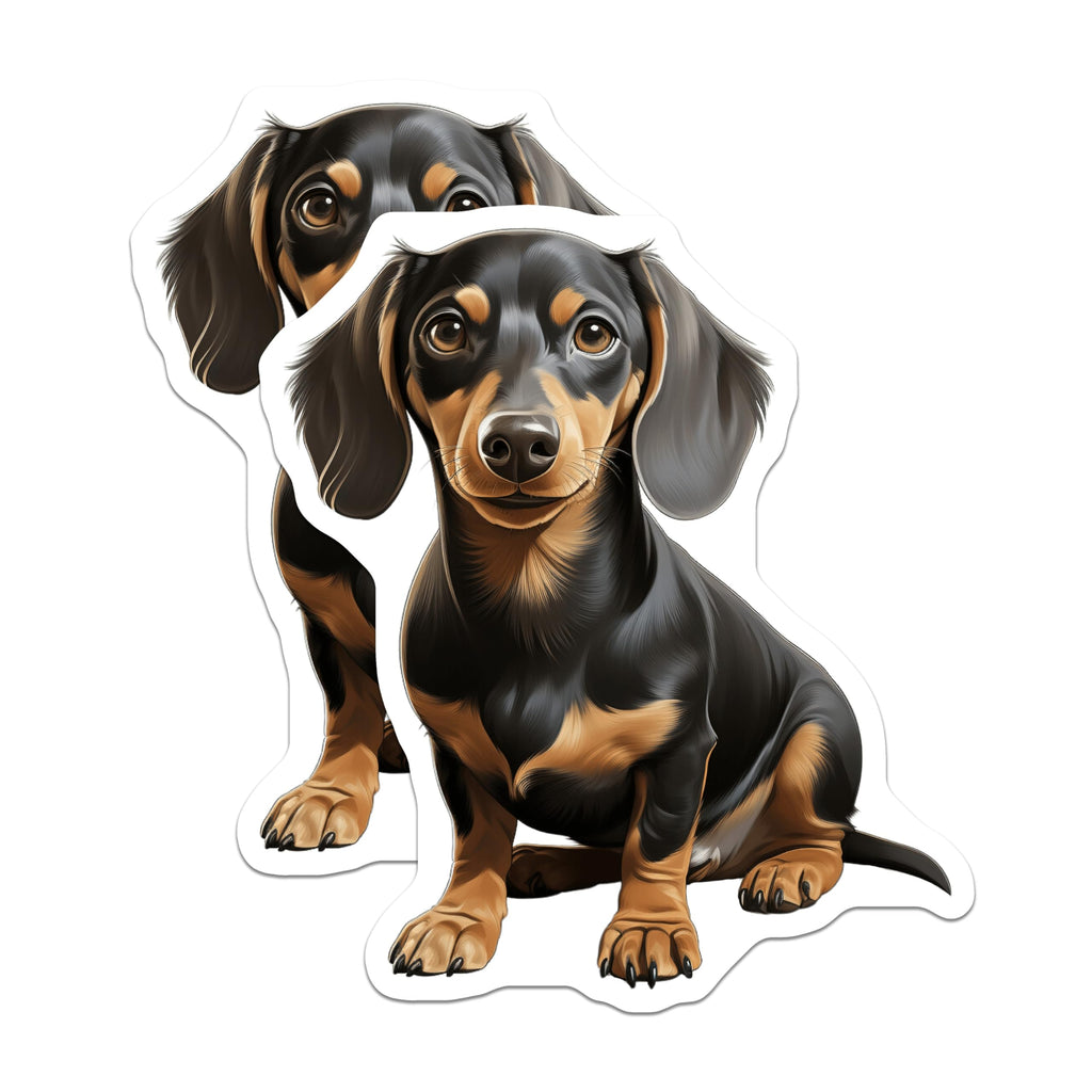 (2 Pack) Dachshund Dog Magnets - Cute Wiener Dog Art - Pet Lover Kitchen Decor - 5 Inches On Longest Side - Thick Durable Magnet - Made in USA - MAG26972