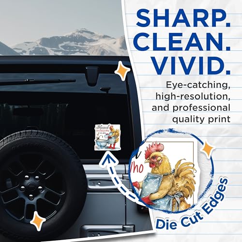 (2 Pack) Blessed are Those Who Do The Dishes Stickers - Funny Chicken Washing Dishes - Unique Kitchen - 5" On Longest Side - Sticks to Smooth Flat Surfaces - Made in USA - BMCS4366