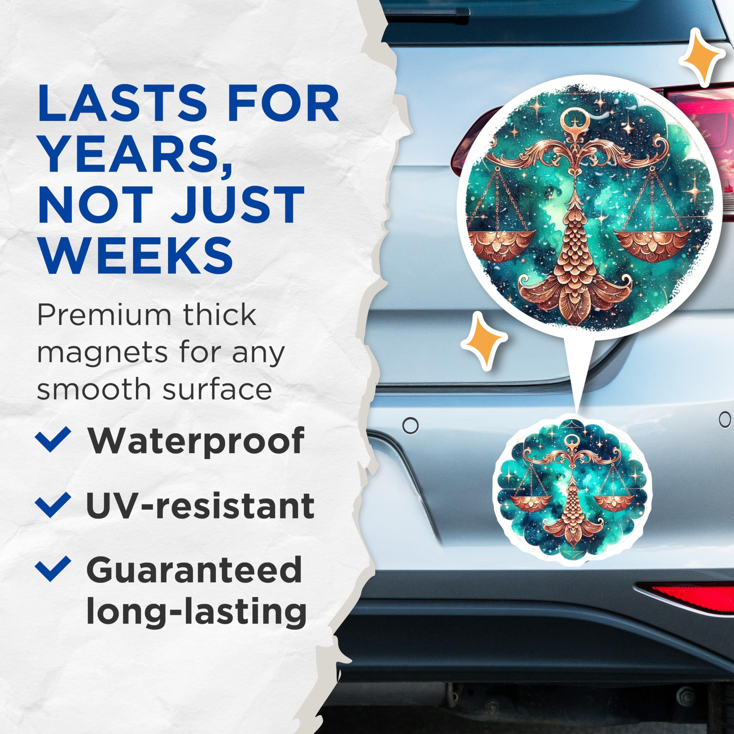 (2 Pack) Libra Zodiac Magnets - Astrology Sign - Stars Celestial Horoscope - 5" On Longest Side - Premium Magnet - for Cars, Refrigerators, Toolboxes, Lockers - Made in USA - MAG15079