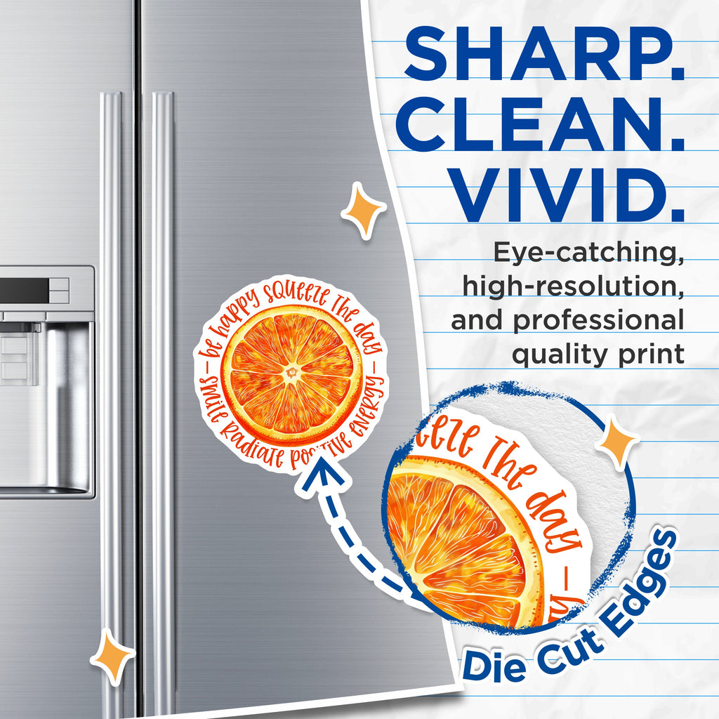 (2 Pack) Positive Energy Orange Slice Magnets - Squeeze The Day Decor - Happy Vibe Fridge Locker - 5 Inches On Longest Side - Thick Durable Magnet - Made in USA - MAG39762
