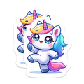 (2 Pack) Cute Unicorn Magnets - Adorable Kawaii Fantasy Creature - Rainbow Mane Fridge Decor - Magical Nursery Accent - 5 Inches On Longest Side - Thick Durable Magnet - Made in USA - MAG20392