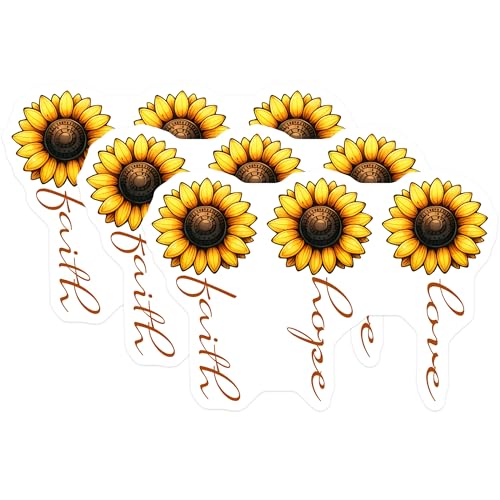 (3 Pack) Sunflower Decals - Faith Hope Love - Laptop Stickers - 3 Inches On Longest Side - Easy Peel & Apply - Made in USA - 3MCS6750