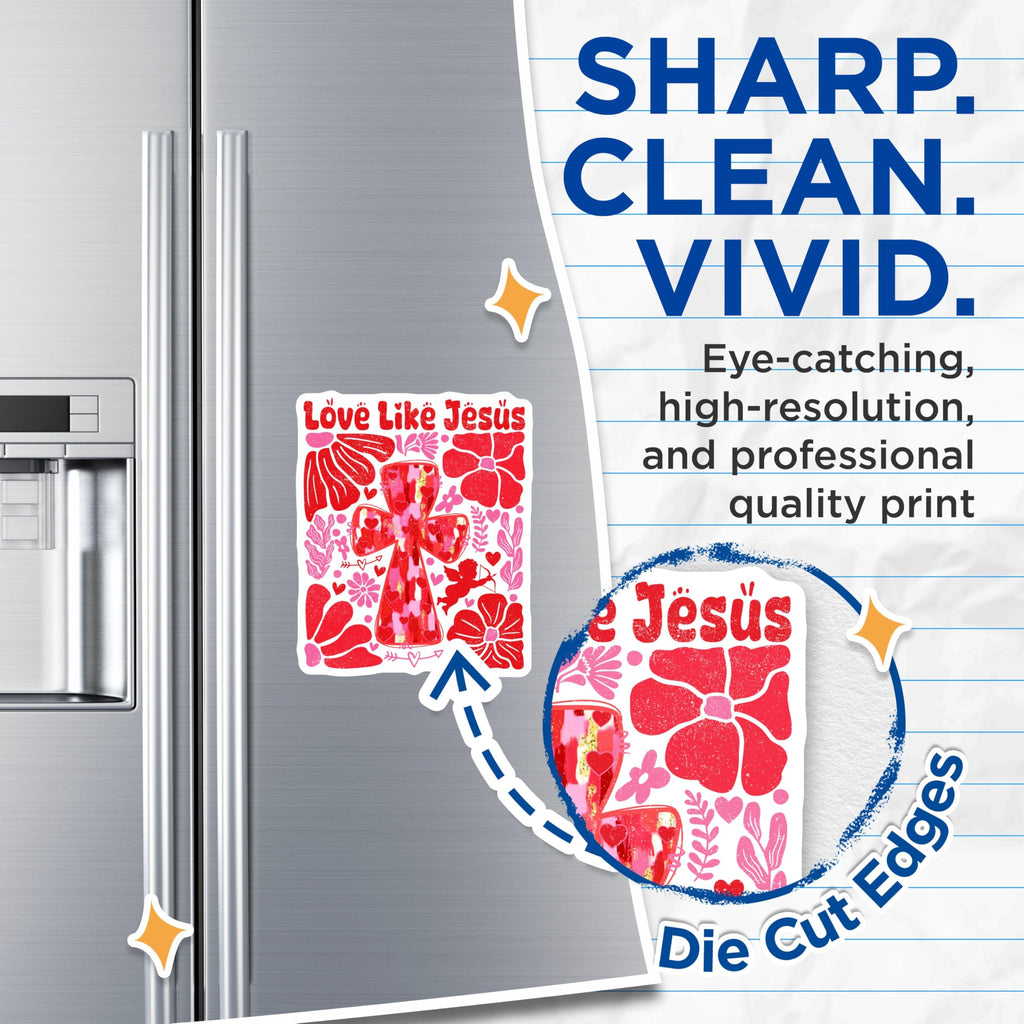 (2 Pack) Love Like Jesus Magnets - Inspirational Christian Magnets - Faith-Based Decorative Magnets for Home - 5" On Longest Side - for Cars, Refrigerators, Toolboxes, Lockers - Made in USA BMCS3366