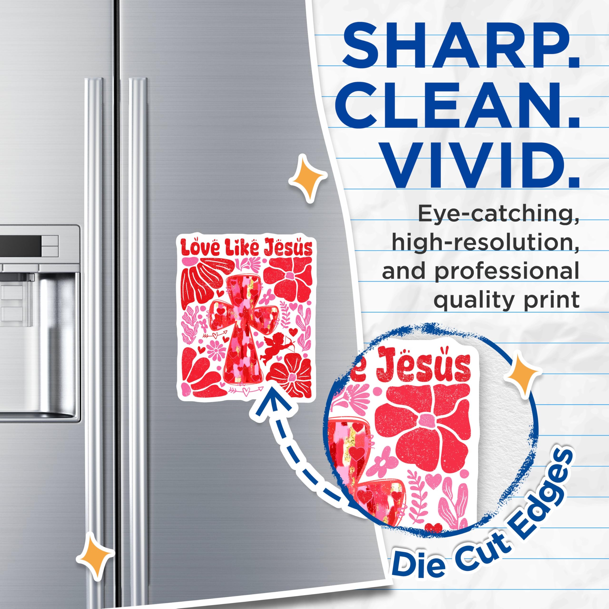 (2 Pack) Love Like Jesus Magnets - Inspirational Christian Magnets - Faith-Based Decorative Magnets for Home - 5" On Longest Side - for Cars, Refrigerators, Toolboxes, Lockers - Made in USA BMCS3366