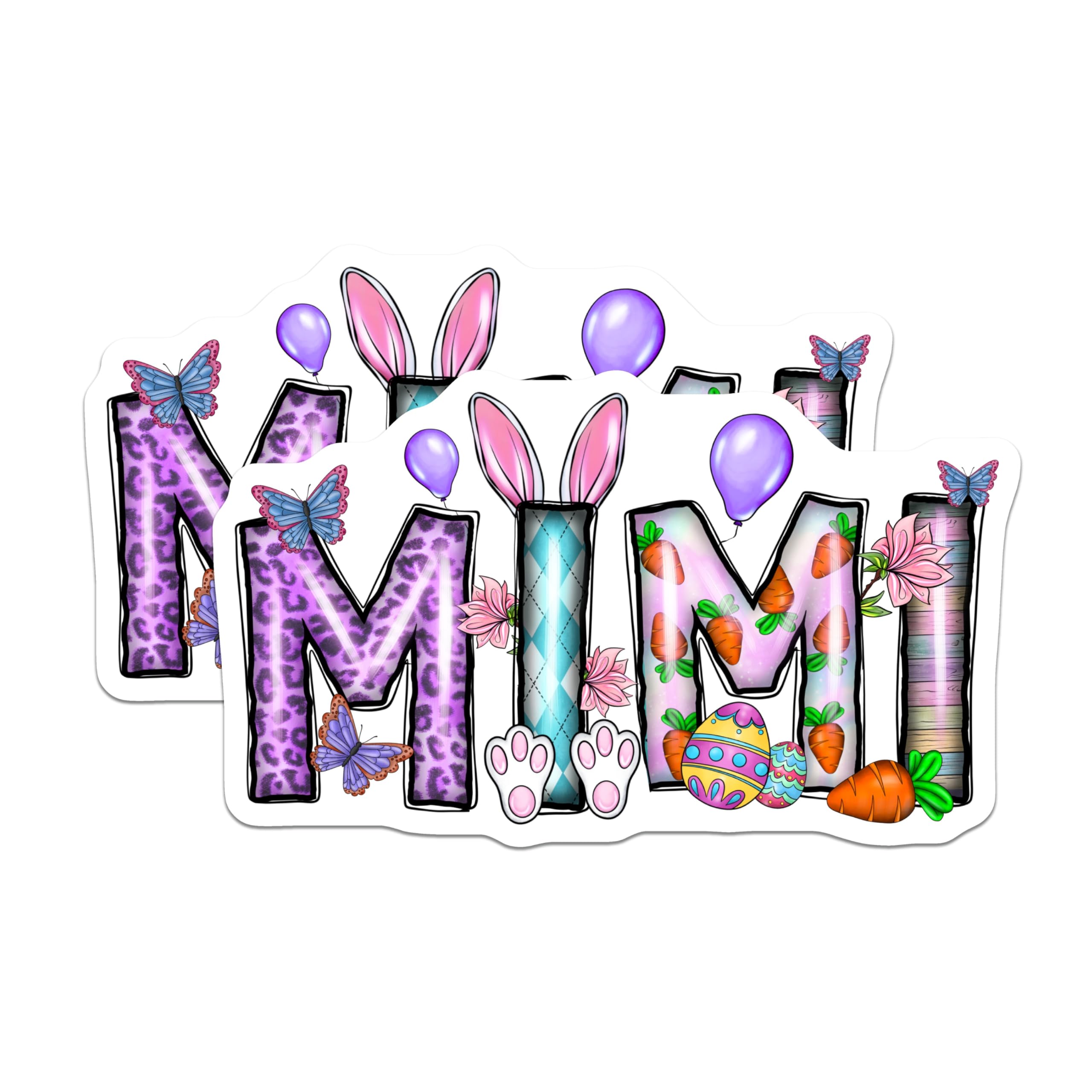 (2 Pack) Mimi Easter Magnets - Grandma Spring Decor - Bunny Carrot Leopard Print Refrigerator Magnets - 5 Inches On Longest Side - Thick Durable Magnet - Made in USA - MAG28906