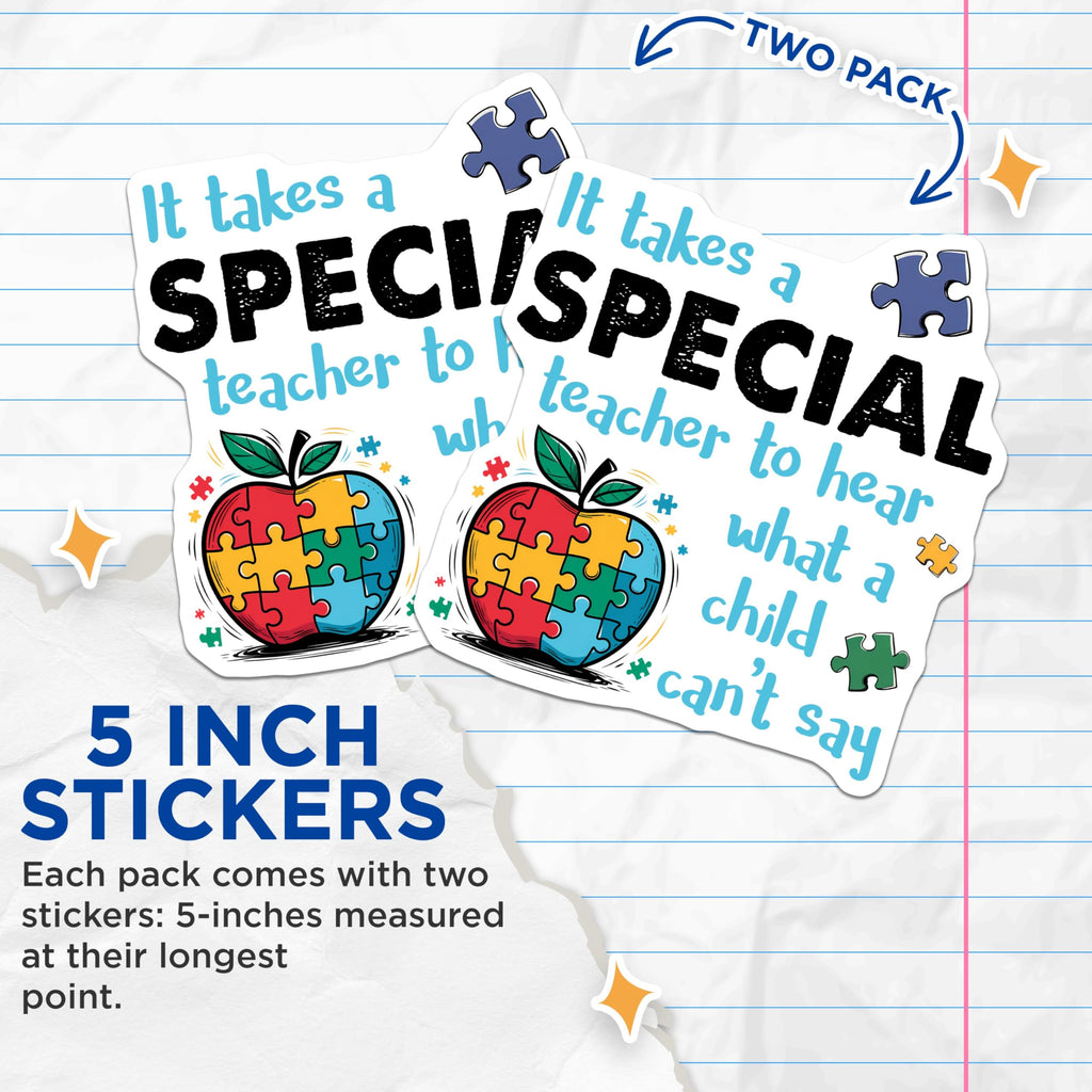 (2 Pack) Inspirational Teacher Stickers - Special Teacher Quotes - 5" On Longest Side - Sticks to Smooth Flat Surfaces - Made in USA - BMCS8424 - BMCS8424