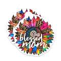 (2 Pack) Blessed Mom Magnets - Sunflower Leopard - Mother's Day Fridge Decor - 5" On Longest Side - Premium Magnet - for Cars, Refrigerators, Toolboxes, Lockers - Made in USA - MAG18723