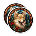 (2 Pack) Corgi Magnets - Stained Glass Dog Art - Christmas Holiday Decor for Pet Lovers - 5 Inches On Longest Side - Thick Durable Magnet - Made in USA - MAG27123