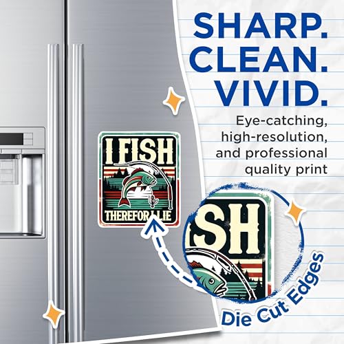 (2 Pack) I Fish Therefore I Lie Magnets - Humorous Fisherman Decor - Fishing Enthusiast - 5" On Longest Side - for Fridges, Toolboxes, Cars - Made in USA - MAG2611