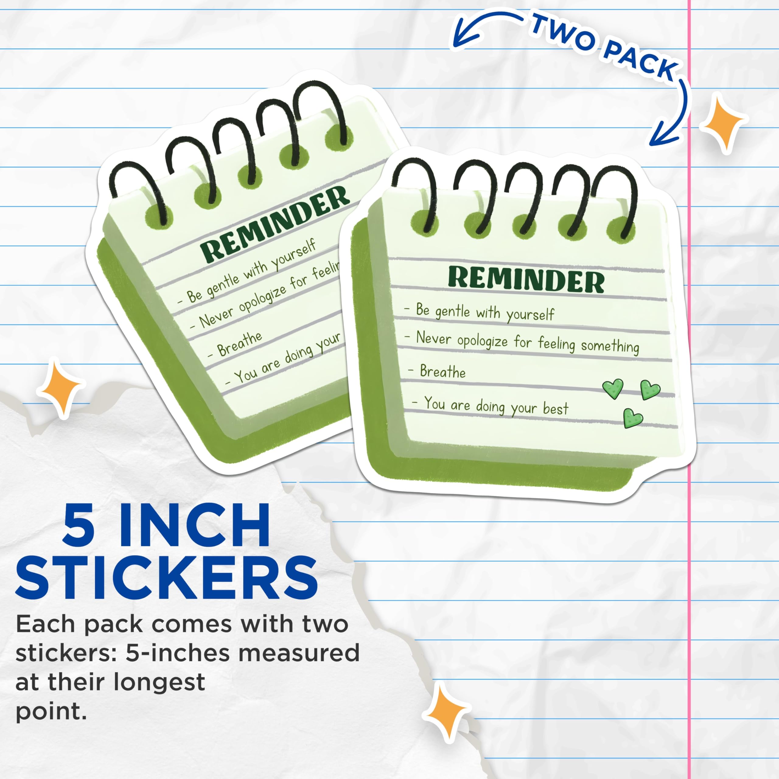 (2 Pack) Reminder Stickers - Motivational Quote - Note Design - 5" On Longest Side - Sticks to Smooth Flat Surfaces - Made in USA - BMCS8335
