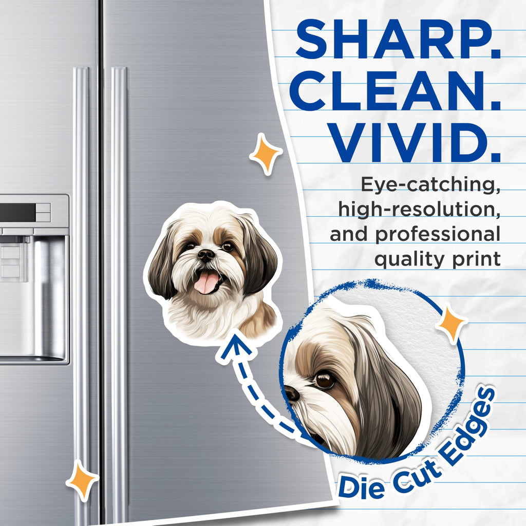 (2 Pack) Shih Tzu Magnets - Dog Lover Decor - Pet Owner Home Accents - 5 Inches On Longest Side - Thick Durable Magnet - Made in USA - MAG24378