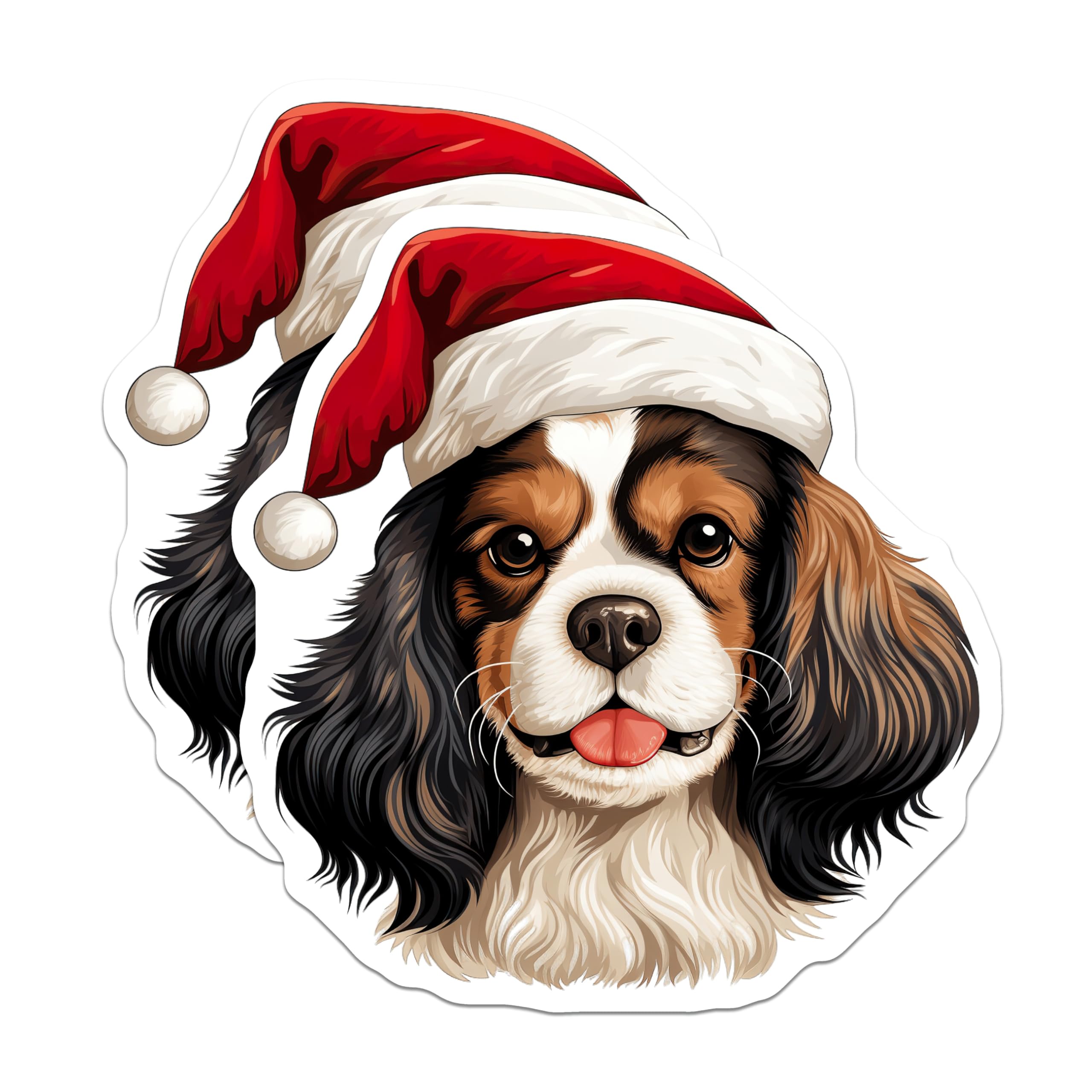 (2 Pack) Cavalier King Charles Christmas Magnets - Santa Hat Dog - Holiday Pet Owner - Festive Canine Decor - 5 Inches On Longest Side - Thick Durable Magnet - Made in USA - MAG29327