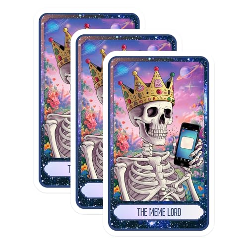 (3 Pack) Meme Lord Decals - Skeleton King Decal - Laptop Decals - 3 Inches On Longest Side - Easy Peel & Apply - Made in USA - 3MCS0030
