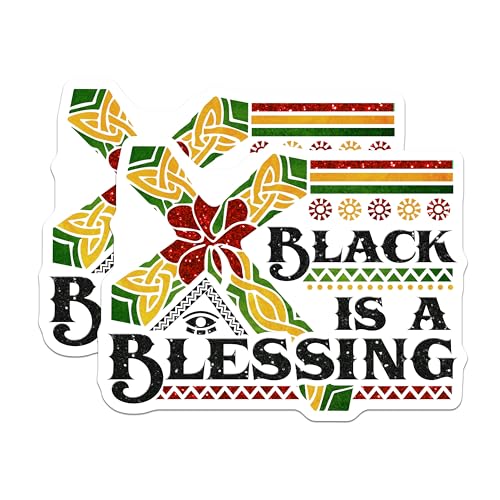 (2 Pack) Black is a Blessing Stickers - African American Pride Stickers - Cultural Appreciation Stickers - 5" On Longest Side - Sticks to Smooth Flat Surfaces - Made in USA - BMCS4723