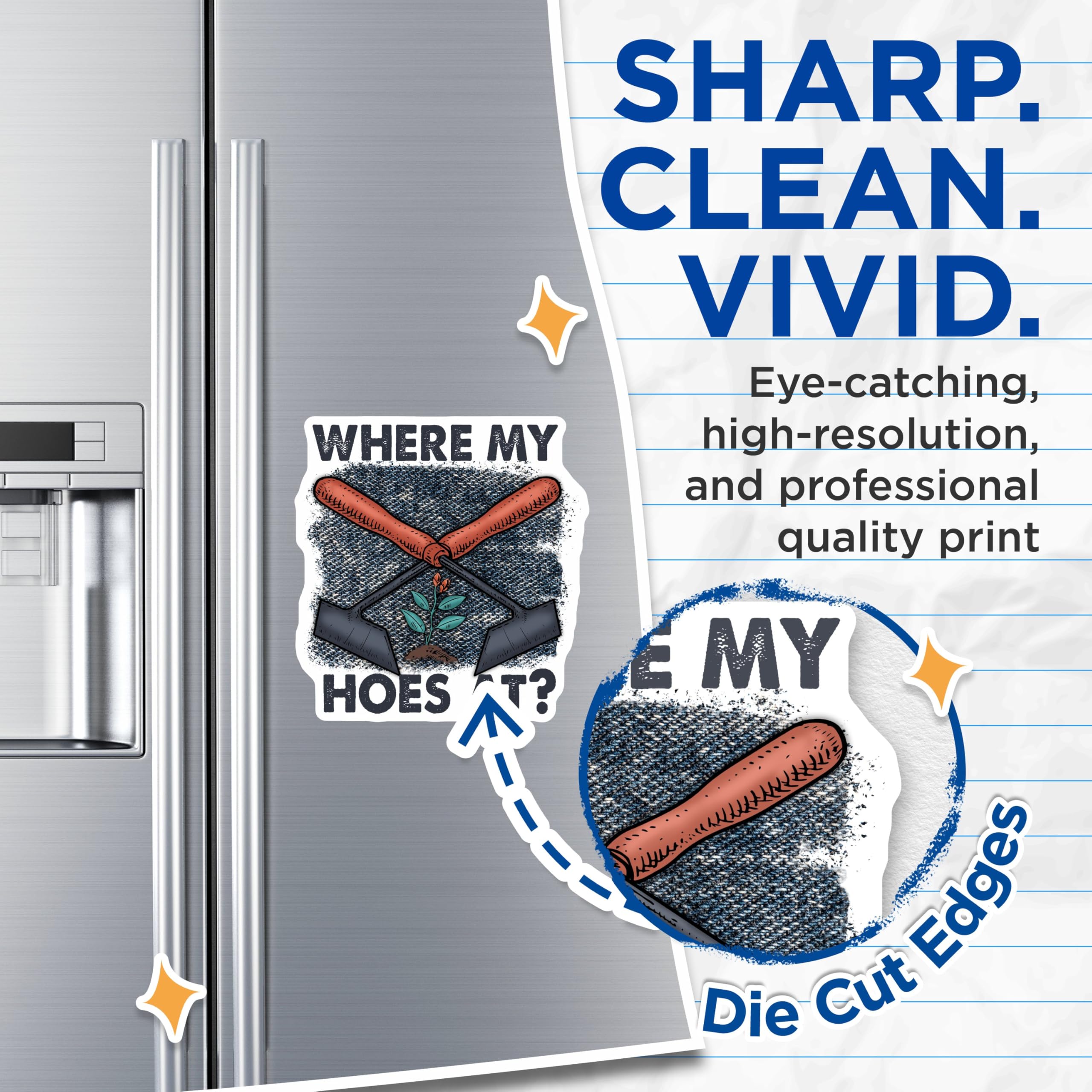 (2 Pack) Where My Hoes at Magnets - Humorous Garden - Fun Gardening Accessories - Novelty Plant Lover Magnets - 5" On Longest Side - for Cars, Fridges, Toolboxes - Made in USA - MAG4169