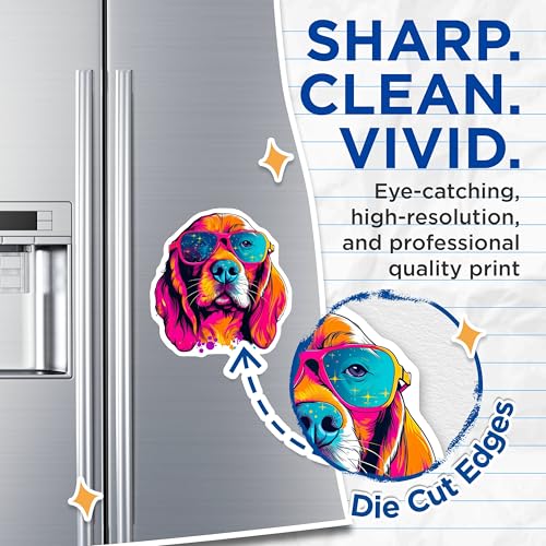 (2 Pack) Cool Dog Magnets - Funky Art Magnets - Bright Dog Magnets for Fridge - 5" On Longest Side - for Cars, Fridges, Toolboxes - Made in USA - MAG7239