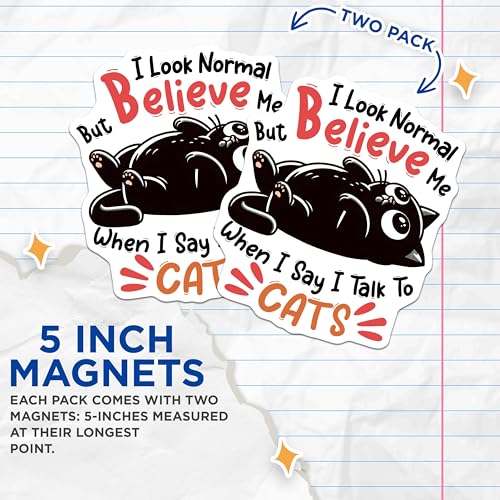 (2 Pack) Funny Cat Magnets - I Talk to Cats - 5" On Longest Side - for Cars, Fridges, Toolboxes - Made in USA - MAG7374