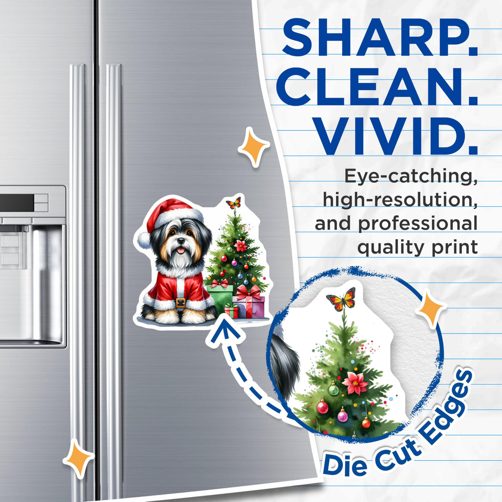 (2 Pack) Christmas Dog Magnets - Santa Puppy Decor - Holiday Refrigerator Art for Dog Lovers - 5 Inches On Longest Side - Thick Durable Magnet - Made in USA - MAG27212