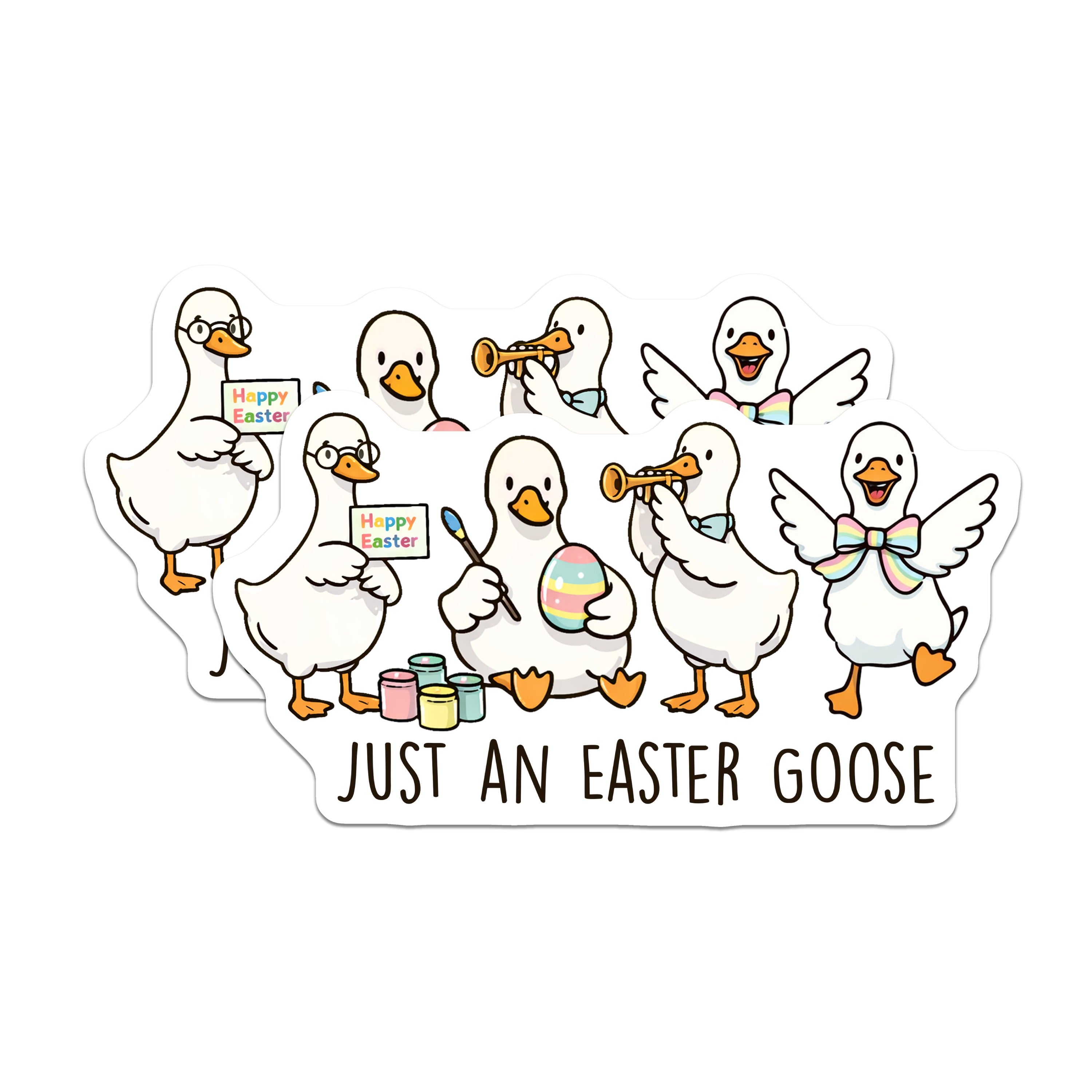 (2 Pack) Easter Goose Magnets - Cute Springtime Animal Art - Funny Fridge Decor - Kawaii Kitchen Organizer - 5 Inches On Longest Side - Thick Durable Magnet - Made in USA - MAG38829