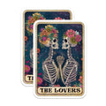 (2 Pack) The Lovers Stickers - Skeleton Lovers Stickers - Floral Skeleton Sticker Featuring Lovers - 5" On Longest Side - Sticks to Smooth Flat Surfaces - Made in USA - BMCS4876