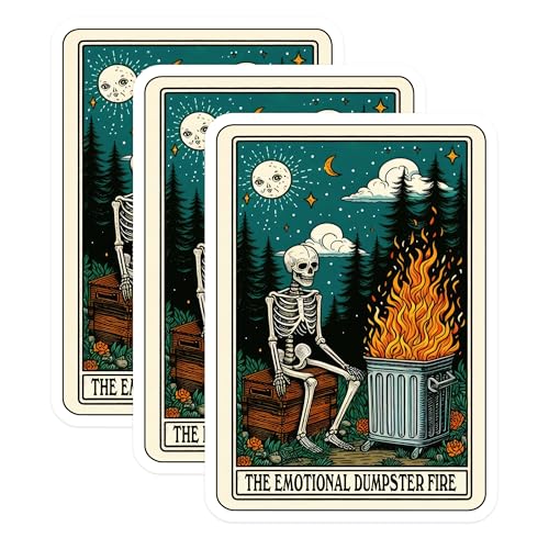 (3 Pack) Emotional Dumpster Fire Decals - Funny Skeleton Stickers - Laptop Decals - 3 Inches On Longest Side - Easy Peel & Apply - Made in USA - 3MCS4169